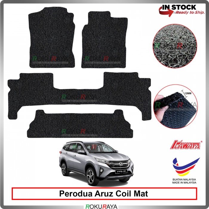 Perodua Aruz 12mm Custom Fit Pre Cut PVC Coil Floor Mat 